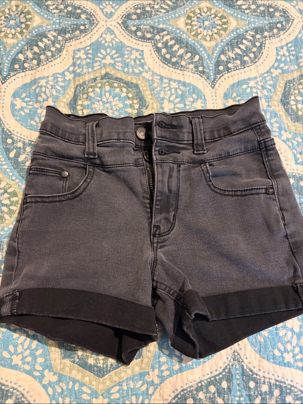 Wallflower Washed Black High-Rise Cuffed Jean Shorts